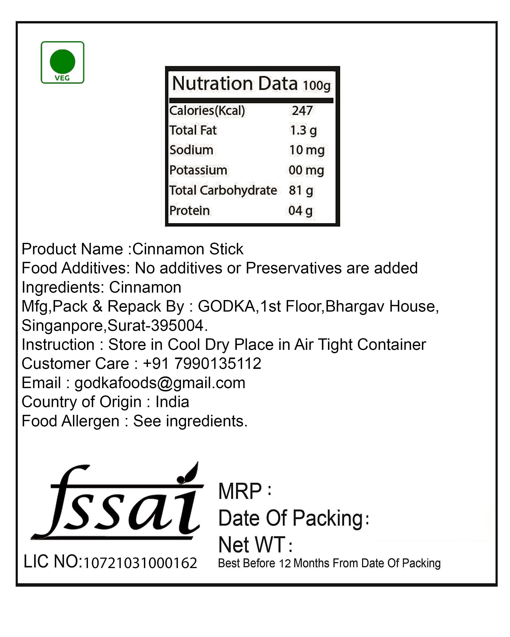 GODKA Godka Whole Ceylon Cinnamon Stick/Dalchini Stick/Srilankan Cinnamon Sticks,1kg