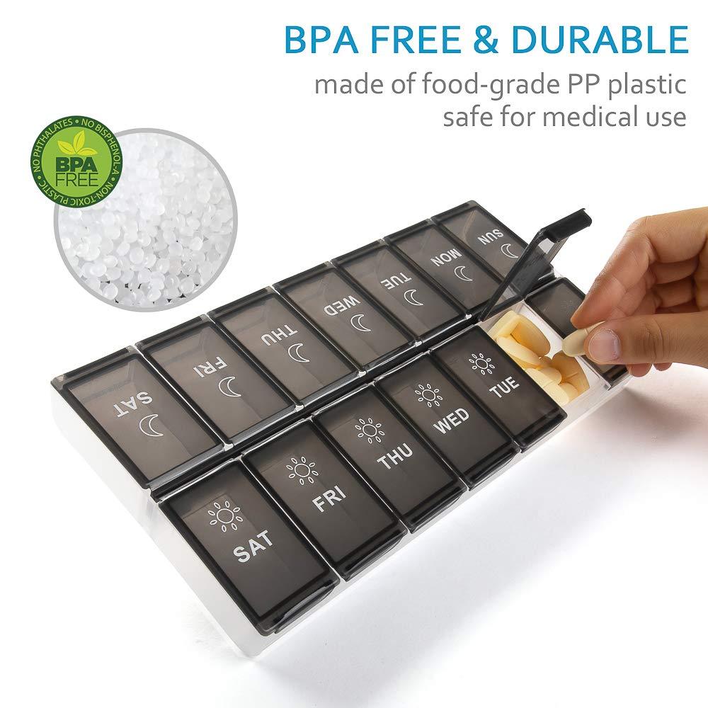 mossime Mossime XL Large Daily Pill Organizer 2 Times a Day, Extra Jumbo 7 Day Pill Box Am Pm, Weekly Day Night Vitamin Holder, Medicine Organizer, Big Pill Container, Medication Dispenser 14 Compartments