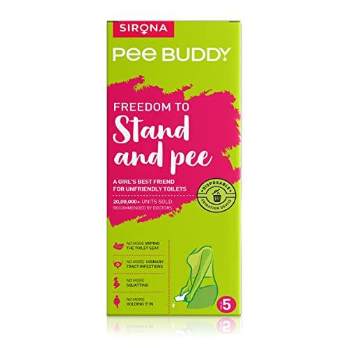 PEE BUDDY PEE BUDDY 5 Funnels Disposable Female Urination Device for Women | Portable, Leak-proof Stand and Pee Funnels for Women, Girls| Public Toilets, Travel, Camping, Hiking and Outdoor Activities