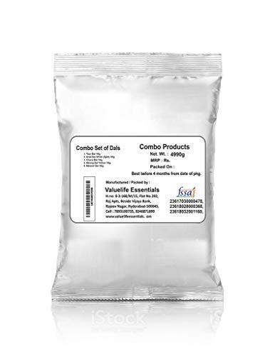 Value Life Valuelife Combo Dal Products 4990g - Toor Dal 1kg - Urad dal Whole (White) 1kg - Chana Dal 1kg - Moong Dal (Yellow) 1kg - Masoor Dal 1kg