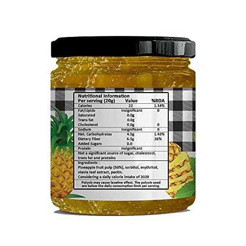 VISTEVIA Vistevia Sugar Free Pineapple Jam, Diabetic and Keto Friendly - Sweetened Naturally with Stevia, More Than 60% Pineapple Content - Tastes Delicious - Pack of 1 (220GM)