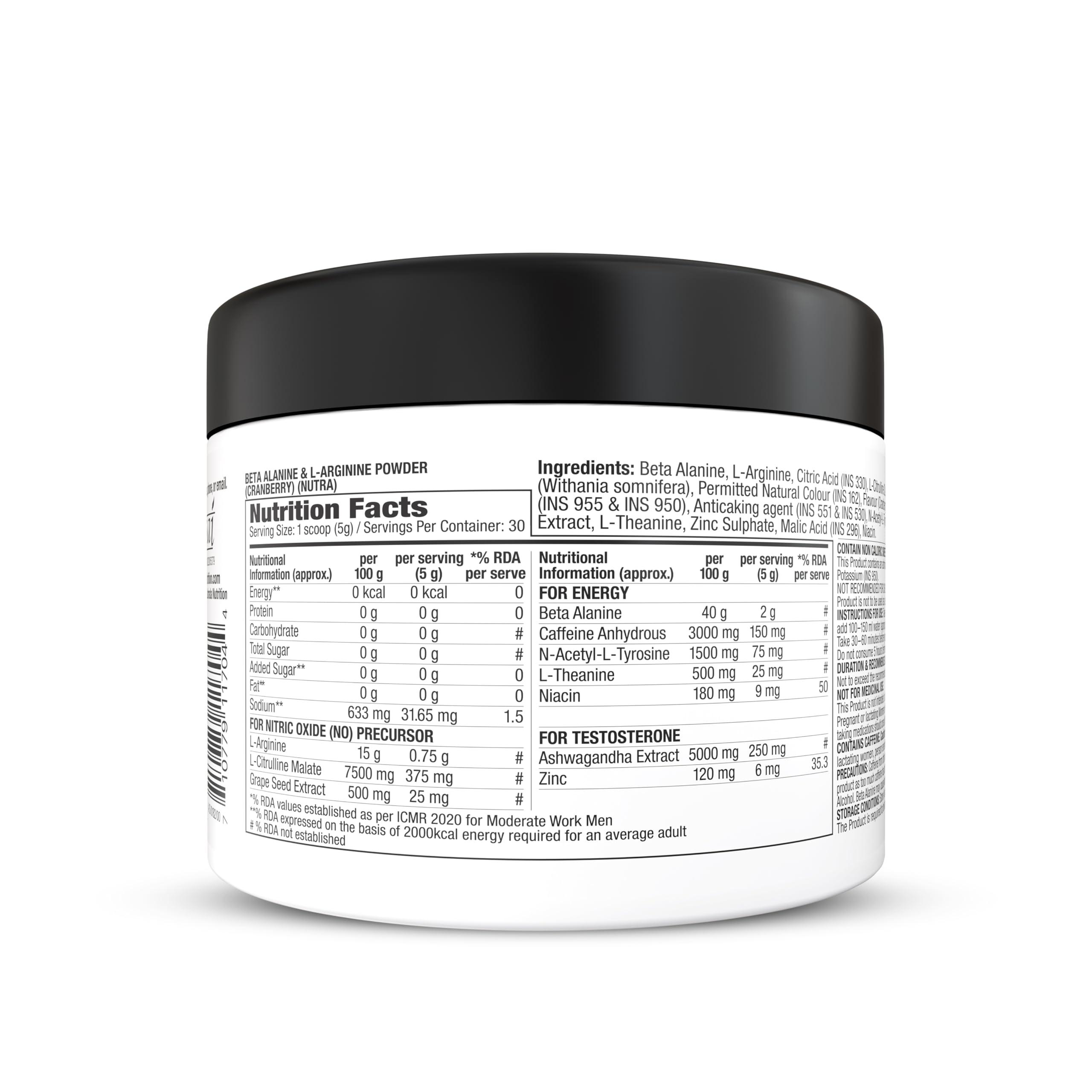 Labrada Labrada Super Charge Pre-Workout Concentrate 150g, Cranberry (30 Servings | 0.75g L-Arginine |375mg L-Citrulline Malate |2g Beta Alanine | 150mg Caffeine Anhydrous | 250mg Ashwagandha Extract)