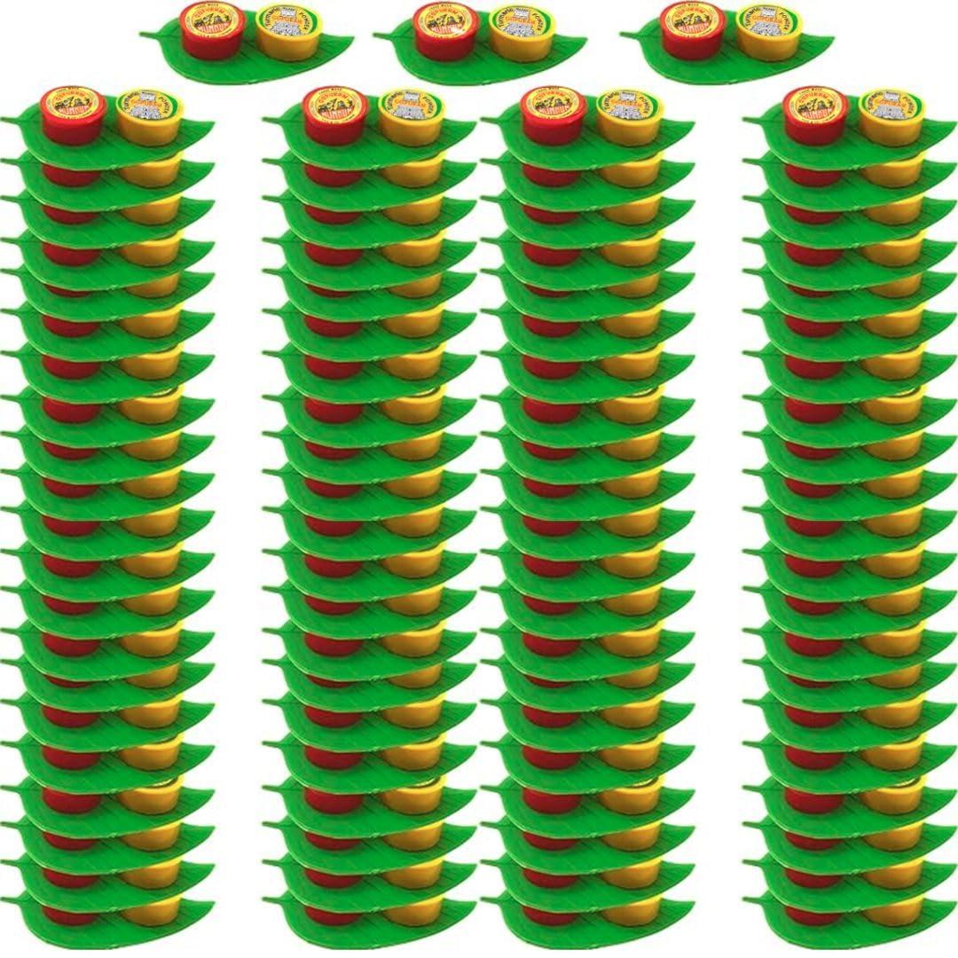 eVasavamba eVasavamba | Gopuram Leaf Set | Combi of Turmeric & Kumkum | Manjal & Kumkum | Thamboolam Pack | A++ Grade, 100 Sets