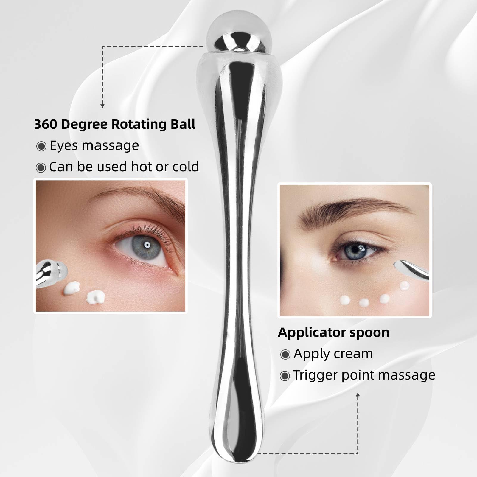 Zudoo Zudoo Metal Eye Cream Applicator, Double Head Eye Serum Roller Massager Stick, Eye Massage Wand Stick for Facial Massage, Facial Skin Care, Reduce Puffiness