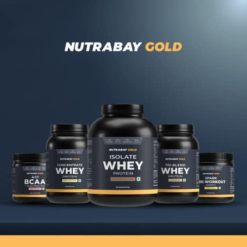 Nutrabay Nutrabay Gold 100% Whey Protein Isolate with Digestive Enzymes - 25g Protein, 5.8g BCAA, 4.3g Glutamic Acid - 500g, Café Mocha