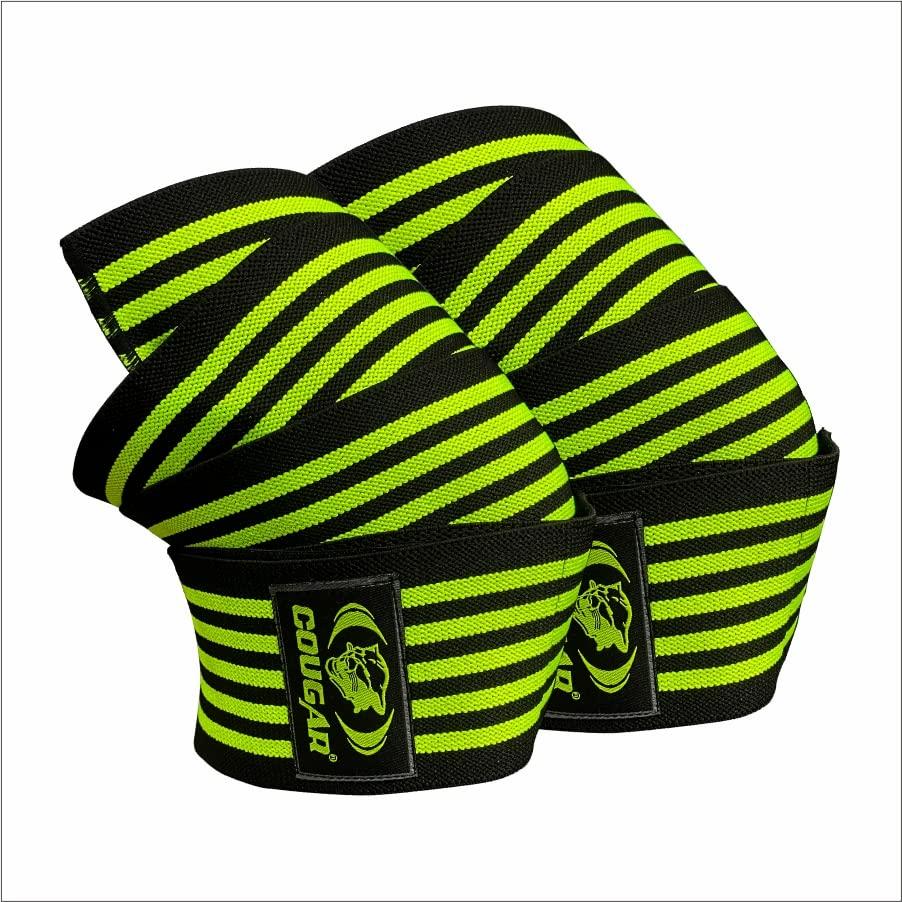 COUGAR COUGAR Knee Wrap (Pair) for Cross Training Gym Workout Weightlifting, Adjustable velcro closure for custom fit Knee Straps for Squats - for Men & Women- 75\"-Compression & Elastic Support.