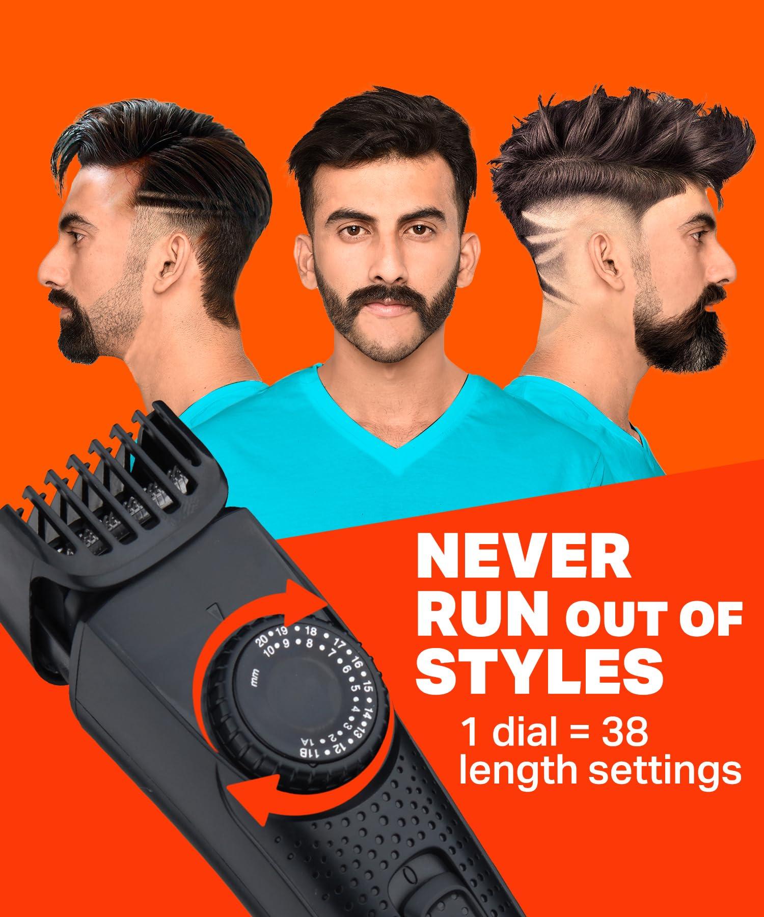 Bombay Shaving Company Bombay Shaving Co Trimmer Men, 2 Yr Warranty, 80Min runtime, 38 length Settings, Flash USB Cable fast Charging (Black) with beard shaper.