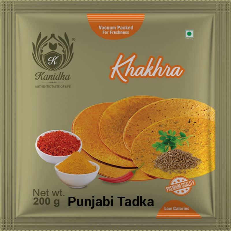 KANIDHA Kanidha Punjabi Tadka Khakhra, Mathiya Khakhra, Masala Khakhra and Tangy Tomato Khakhra, 800 Grams (Pack of 4)
