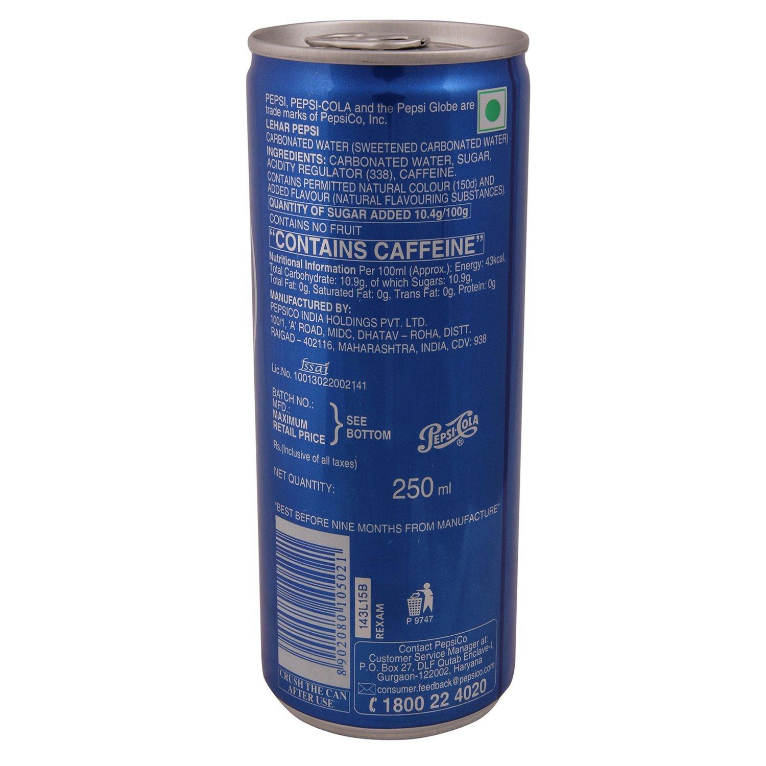 Pepsi Pepsi Soft Drink - 250ml, Tin