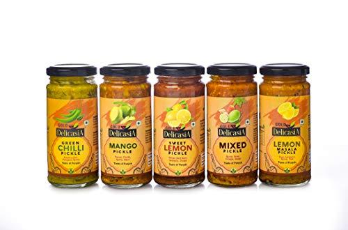 DELICASIA DELICASIA Gold Mango Pickle 250 gm Brand of SR's. Indian Flavor. NO Artificial Color and Flavors. Gluten Free. 77 Years of Trust