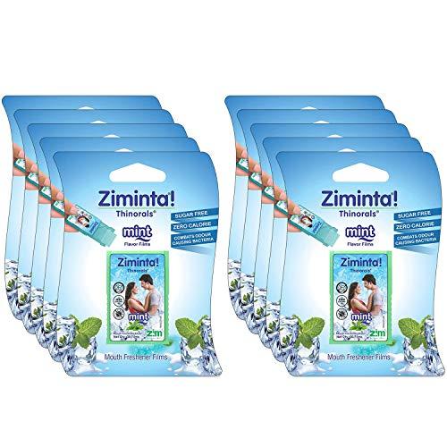 Ziminta Ziminta Sugar Free Mouth Freshener Easily Soluble Digestive Dispensable Strip (30 Strips, Mint Flavour) - Pack of 10