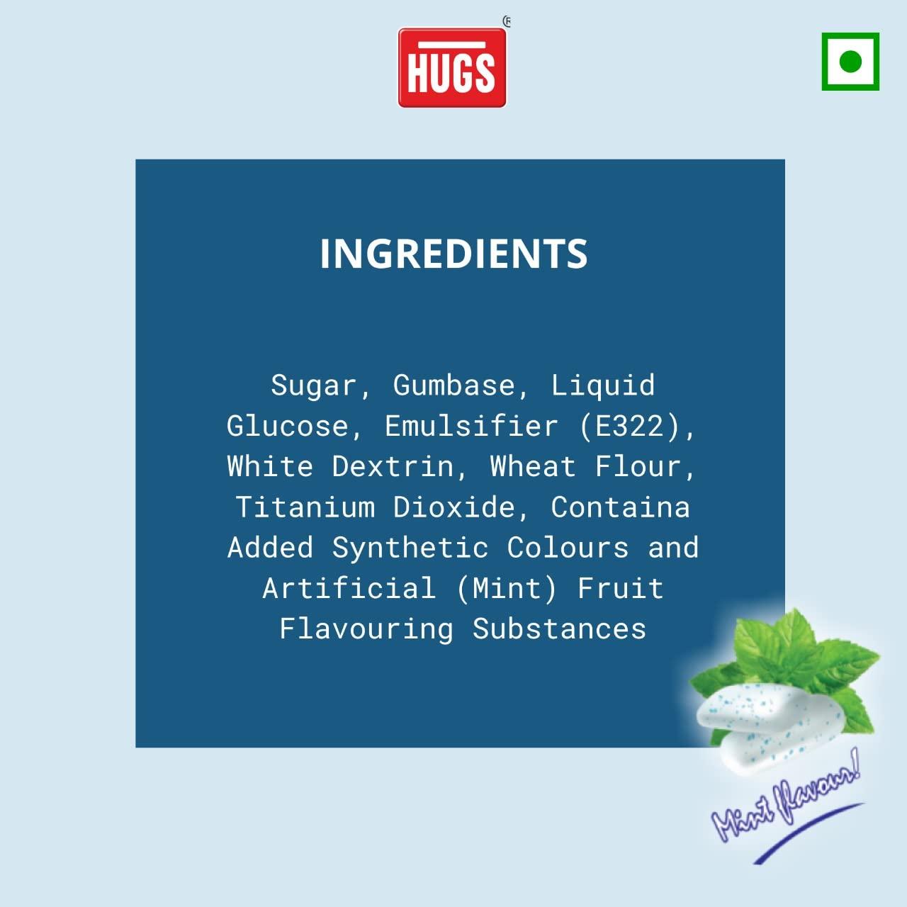 Hugs Hugs Mint Chewing Gum Mint Flavour | Mint Mouth Freshener (30 pcs in a box)
