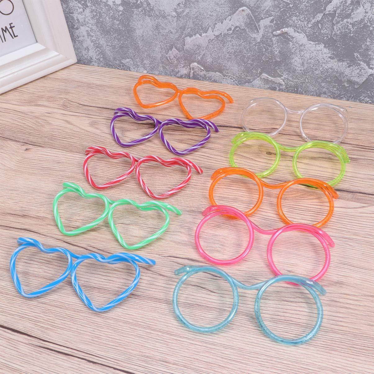 TOYANDONA TOYANDONA Fun Drinking Straw Eye Glasses 20 Pcs DIY Straw Tube Sets Flexible Crazy Straws Glasses for Kids Adult Party Birthday, Wedding, Bar Party Favors