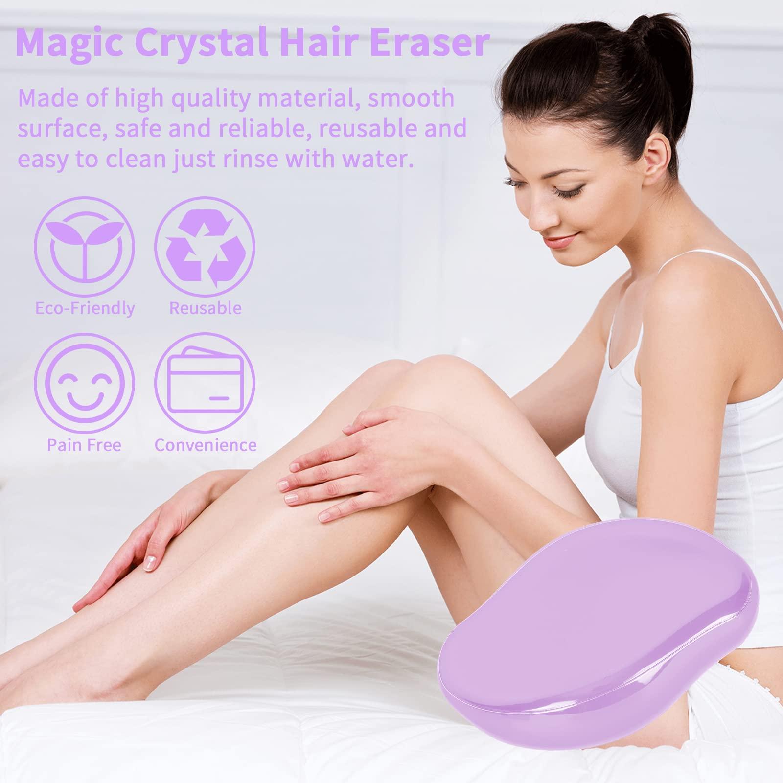 Qrneein Crystal Hair Eraser Stone, Painless Magic Crystal Hair Remover for Women Men, Silky Hair Removal Eraser Exfoliator Tool for Arms Legs Back Body Any Part
