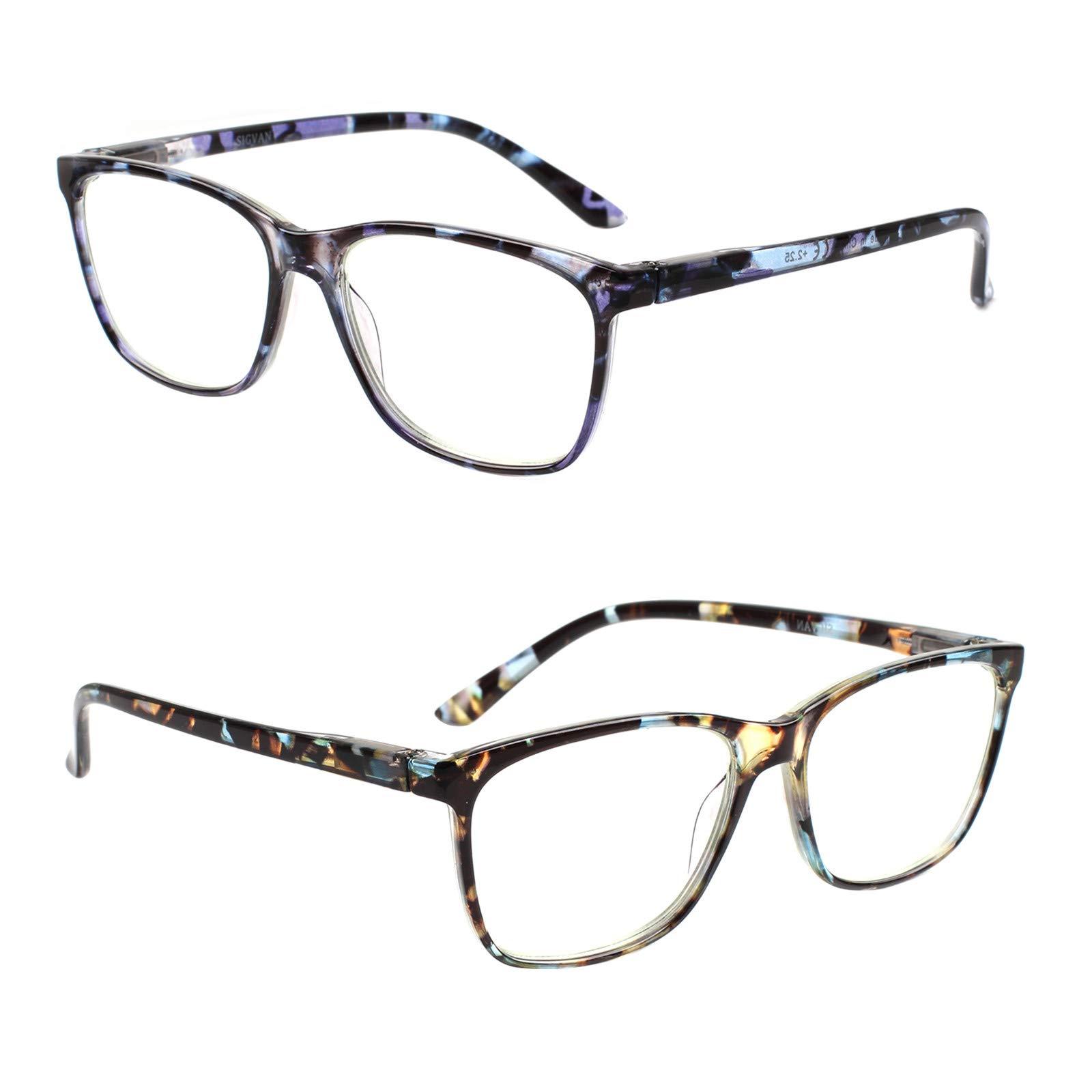 SIGVAN SIGVAN Ladies Reading Glasses Blue Light Blocking Spring Hinge Fashion Pattern Print Eyeglasses for Women (multicolour, 1.25)