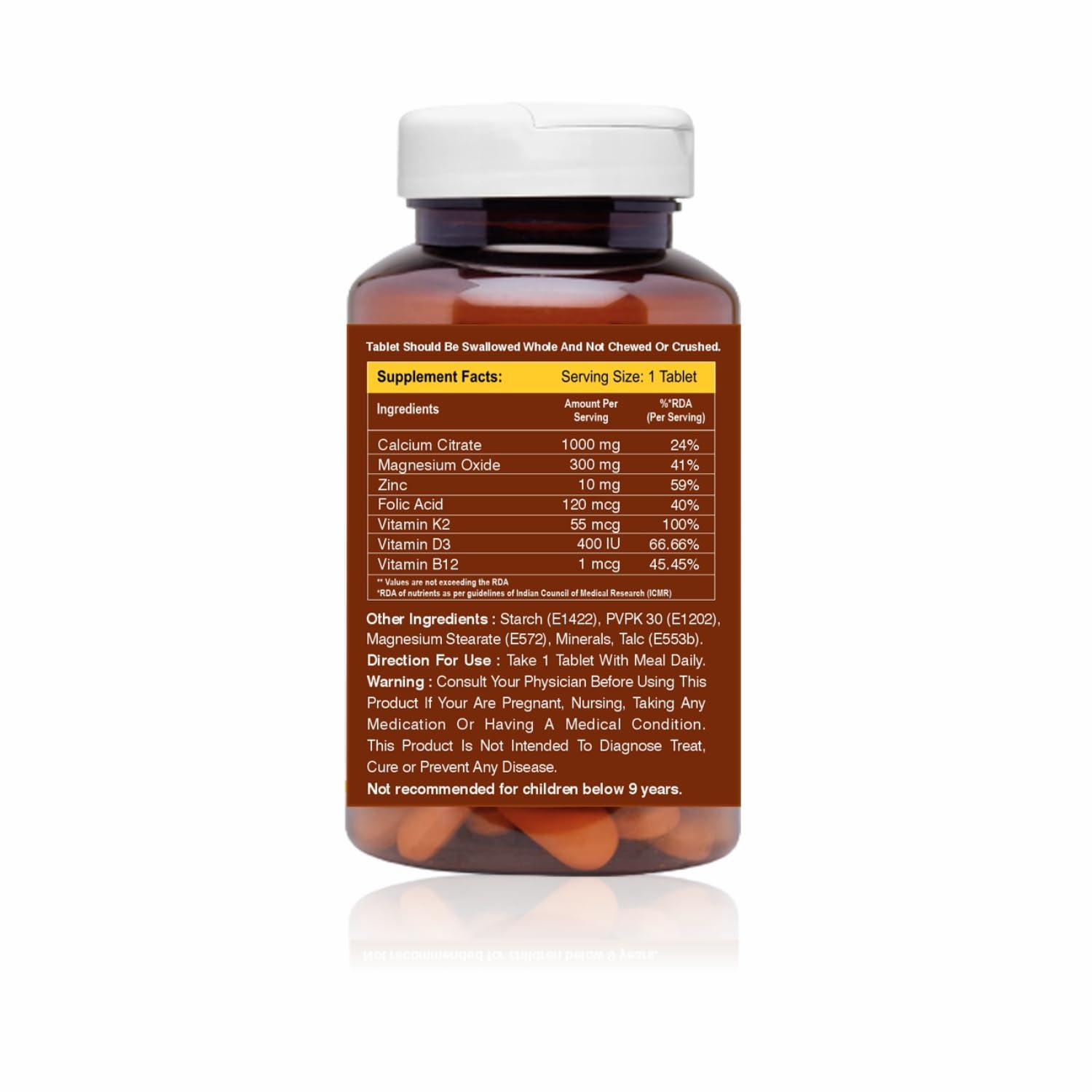 WALPAR Calcium Citrate Supplement 1300mg with Magnesium Zinc Vitamin D3 D B12 B Complex Ideal for Bone and Muscle support & Joint health Ideal for Men Women (1)