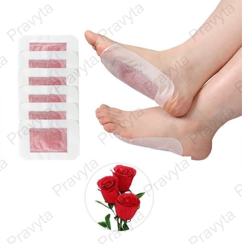 pravyta Pravyta Relief Stress Rose Foot Pads And Adhesive Sheets For Foot Care Removing Impurities, Improve Sleep & Relieve Stress, Suitable For Travel Or Home Use (Red Rose, Pack Of 30)