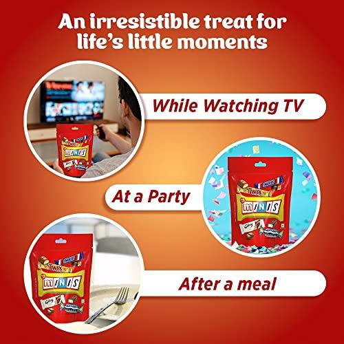 Mars Snickers Best of Minis Assorted Chocolates, Rakhi Gift Pack, Snickers Minis, Twix Minis, Galaxy Smooth Milk Minis, Bounty Minis, 128g, Pack of 3