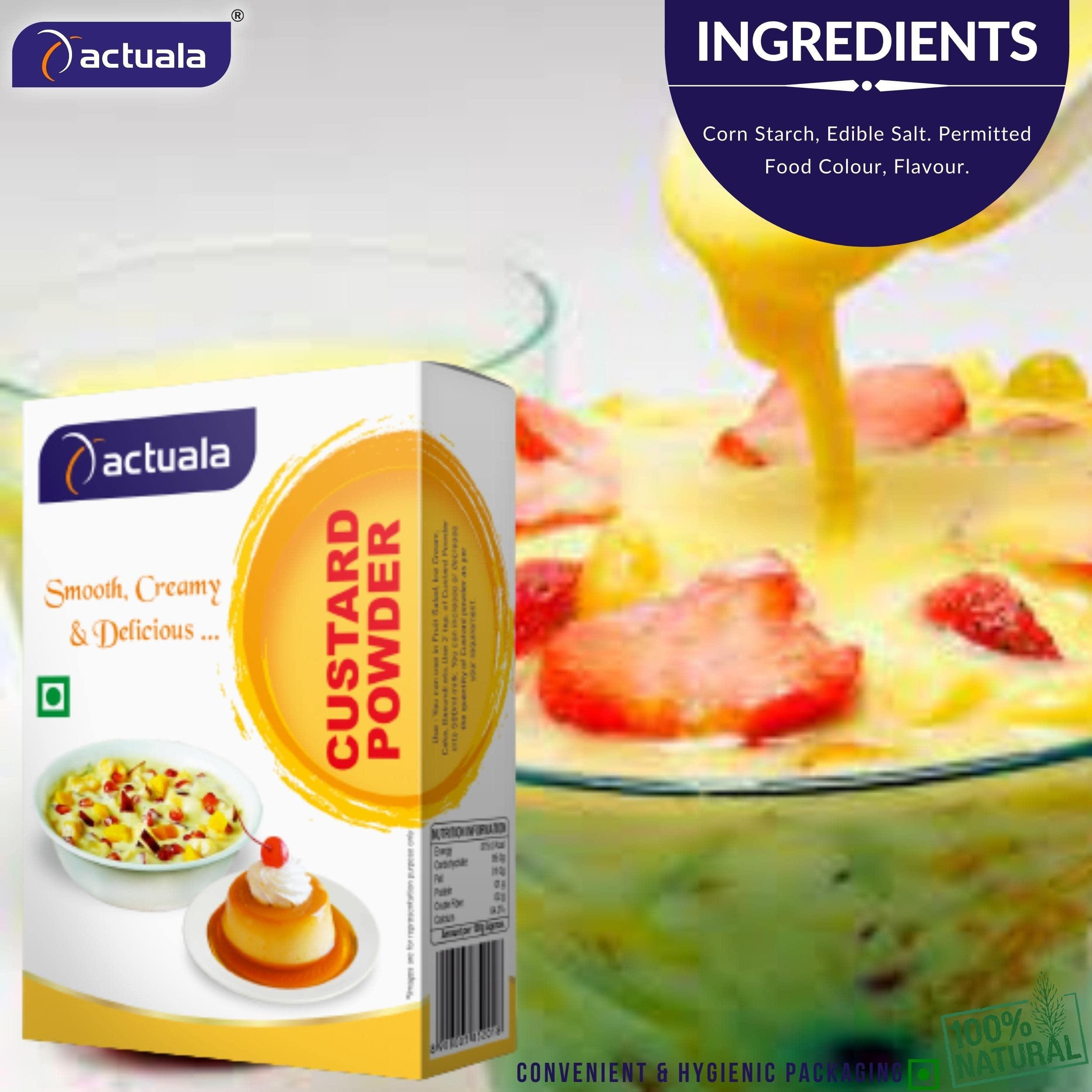 AACTUALA AACTUALA Custard Powder | Vanilla Flavor | Makes Smooth, Creamy and Delicious Custard - 200g (100g X Pack of 2)