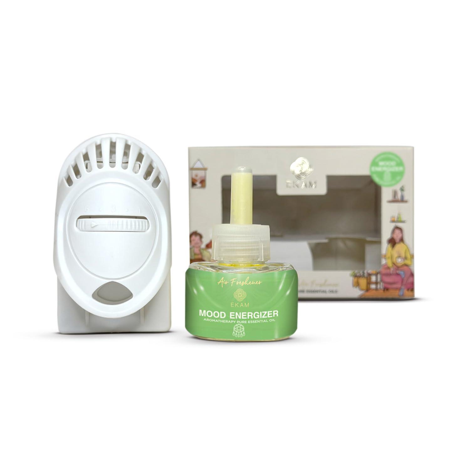 EKAM EKAM Mood Energizer Aroma Air Freshener Plug-in Kit | Ideal For Home, Office, Gym, Shop & Bathroom | Eco Friendly | (Package Contains - 1 Warmer + 1 Refill) For Positivity