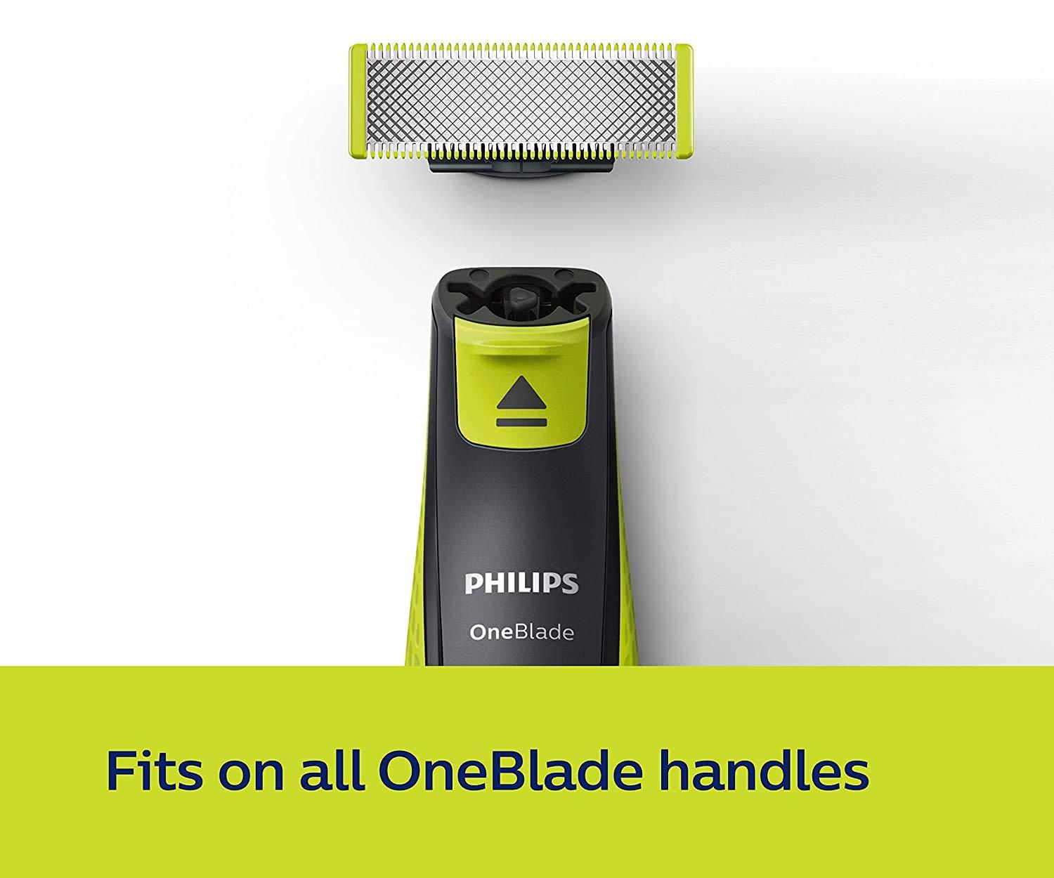 PHILIPS PHILIPS Multi Grooming Hair Trimmer Kit For Men Mg3710/65, 9-In-1 (New Model), Face, Head And Body, 60 Mins Run Time & Oneblade Replaceable Blade Pack Including 2 Replaceable Blades, Qp220/51 (Lime)