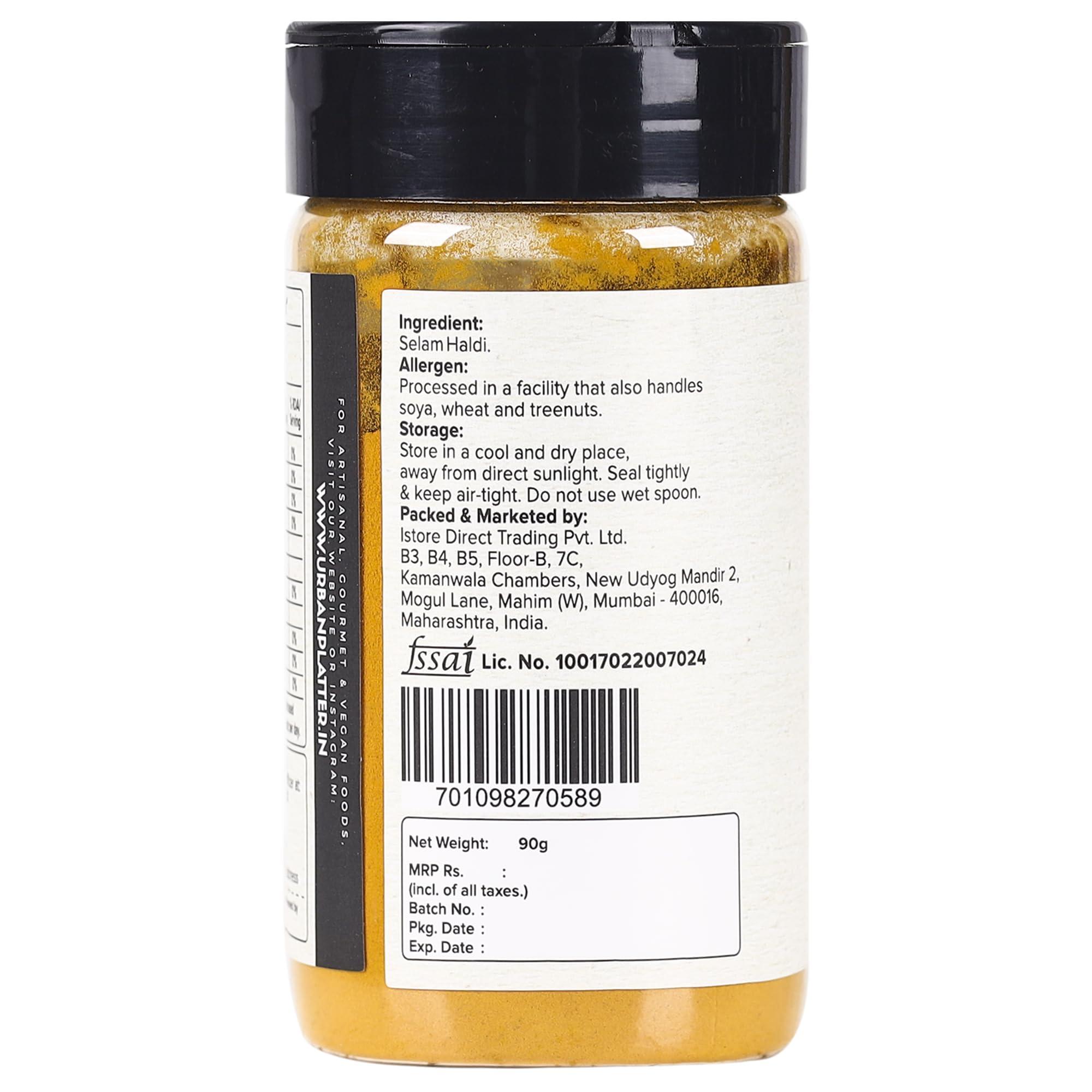urban platter Urban Platter Selam Haldi (Turmeric) Powder Shaker Jar, 90g / 3oz [Cultivated in Tamilnadu]