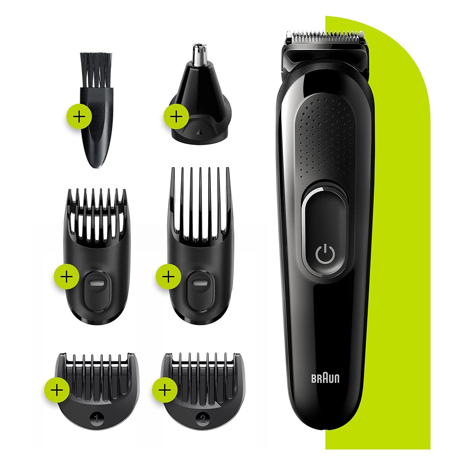 Braun Braun Hair Clippers for Men MGK3220, 6-in-1 Beard Trimmer, Ear and Nose Trimmer, Cordless & Rechargeable, Multicolor