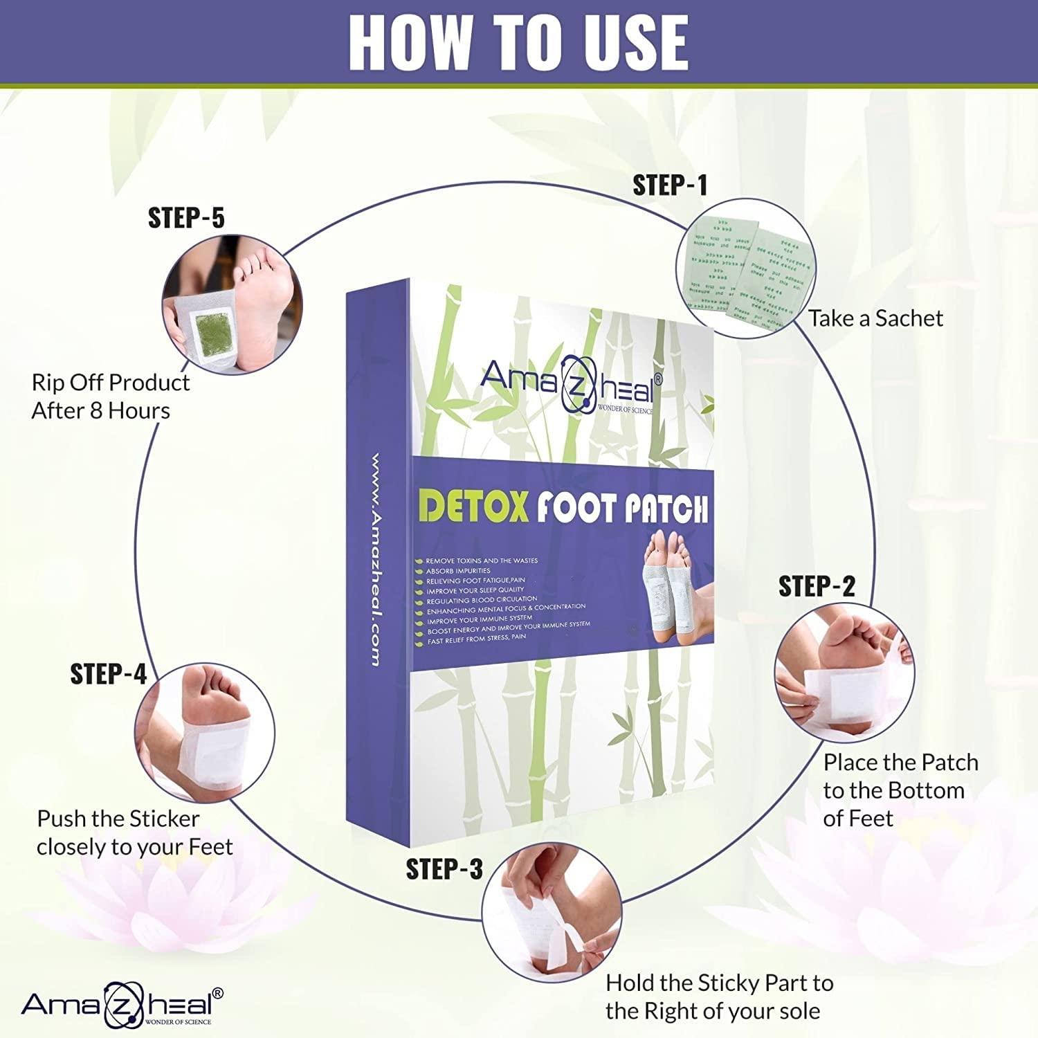 AMAZHEAL AMAZHEAL Premium Detox Foot Pad, Cleansing Toxin Remover Foot Patches, Organic Patch, For Men & Women (1 BOX = 30 Patches For 15 Days)