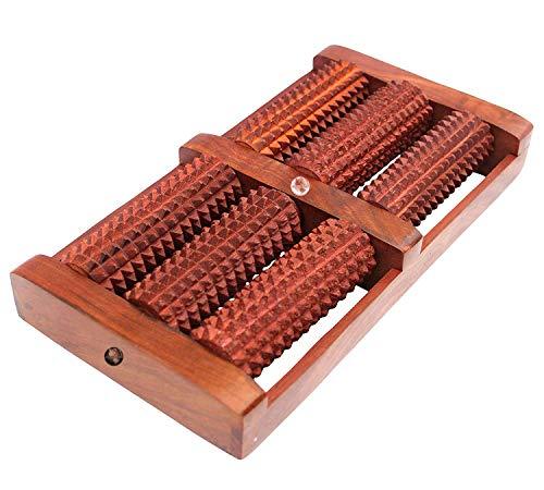 ACE WOOD CRAFTS AWC Wooden Foot/Feet Massager 6 Roller Stress Acupressure Acupuncture Foot Massage