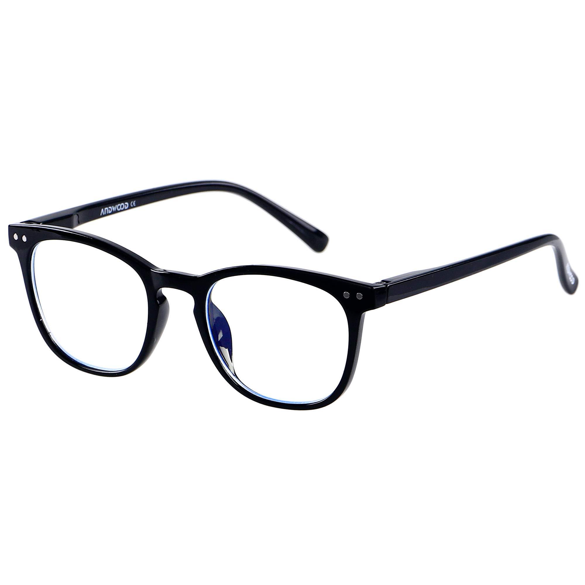 ANDWOOD Blue Light Blocking Glasses Women Men Computer Clear Bluelight Blocker Eyewear Frame Square Black ANDWOOD