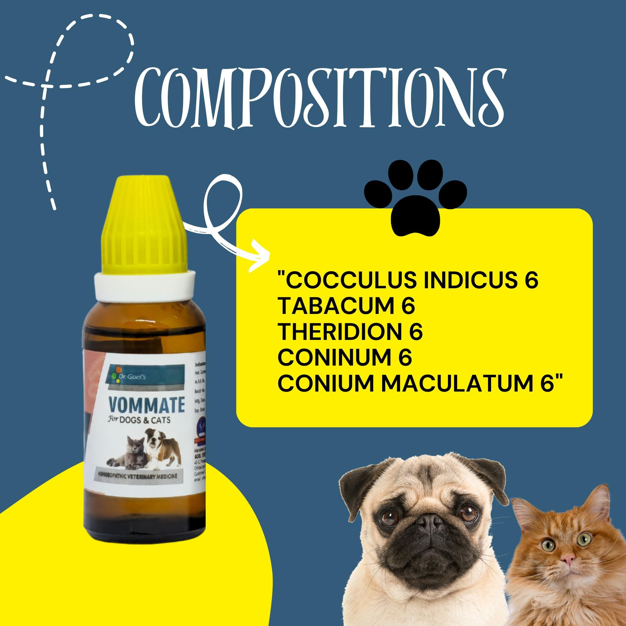 DR GOEL'S DR GOEL\'S Vommate Drops For Pets Homeopathic Remedy Treating Vomiting Nausea And Retching Fast Relief No Side Effects(30Ml)