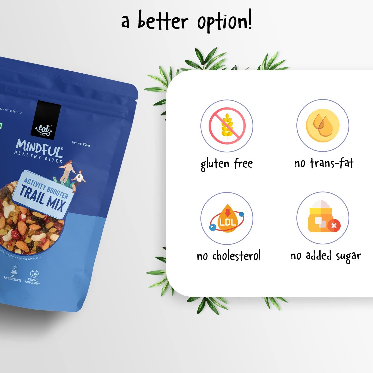 EAT Anytime EAT Anytime Mindful Healthy Activity Booster Trail Mix | No Preservatives & No Added Sugar | Natural Antioxidant | High Energy & Protein | Premium Trail Mix with Healthy Snacks | Activity Booster Trail Mix - 200gm