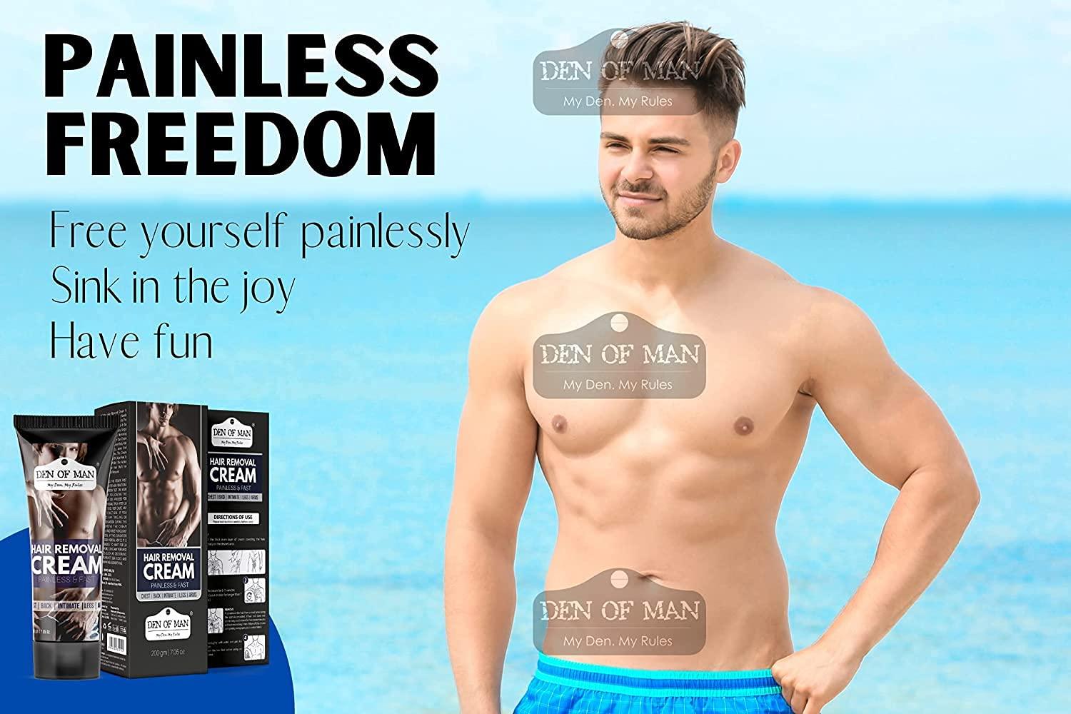 Den of Man Den of Man 200gm Hair Removal Cream + Natural Hair Growth Inhibitor Spray 100ml For Use After Hair Removal From Body & Face Minimizes Regrowth Safe For Men & Women