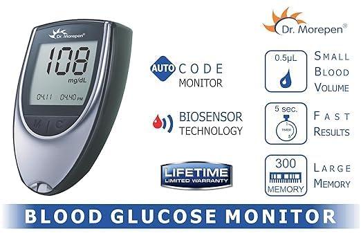 Beato Dr. Morepen GlucoOne BG 03 Glucometer with 50 Strips, 100 Lancets with 100 Swabs