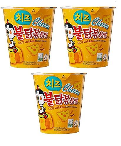 Sam Yang Sam Yang Cheese Hot Chicken Flavour Raman Cup Noodles, 70mg*3 Pack (Pack of 3) (Imported)