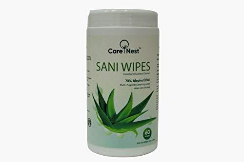 NavaFresh Basics Carenest Sani Wipes - Multipurpose Alcohol Cleaning Wipes (60 Wipes) (Pack of 2)
