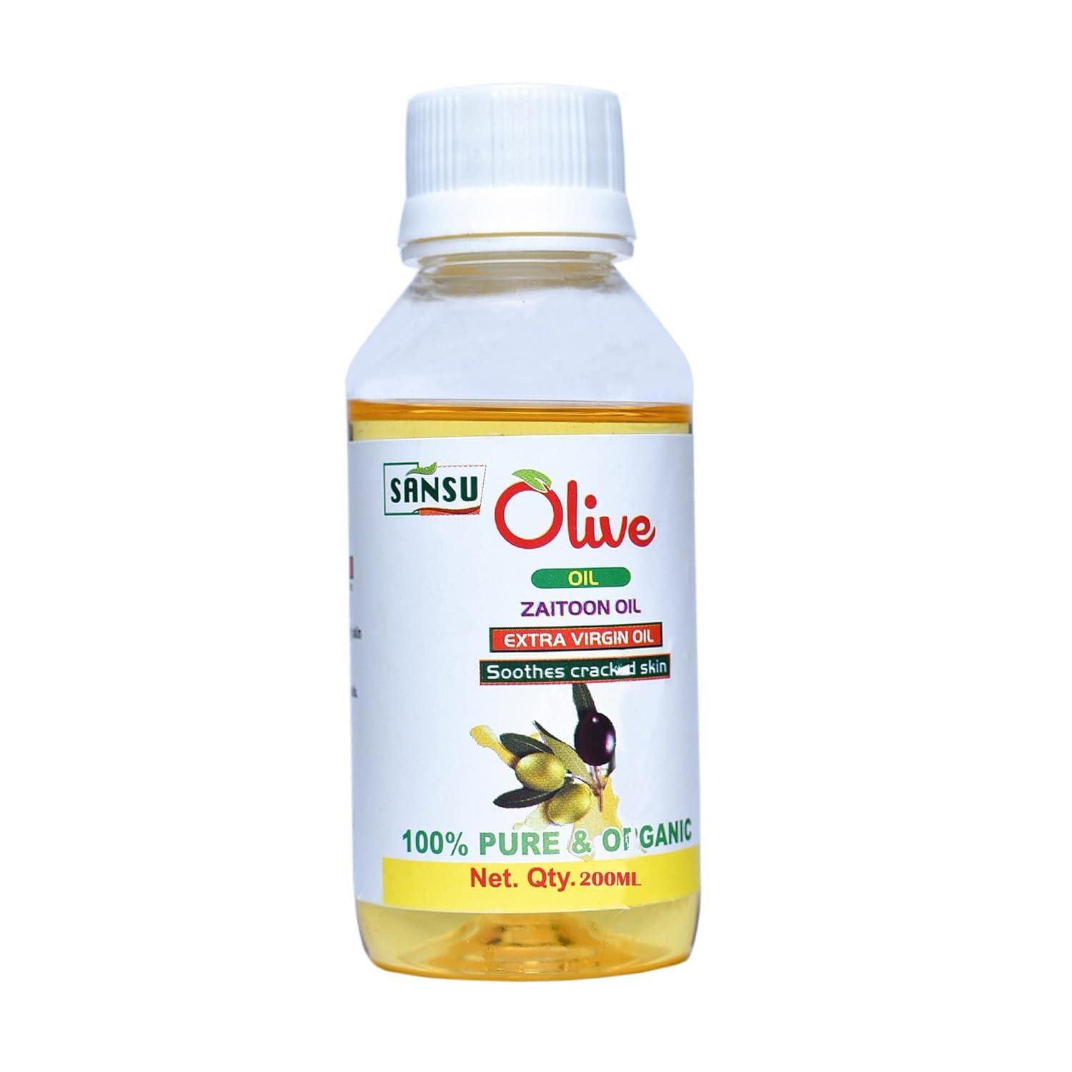 SANSU Sansu Olive Oil (Jaitun ka tel) For Hair, Skin, Massage, Pain Relife, Moisturizer Skin, Zaitoon Oil 100ml (Pack of 2)