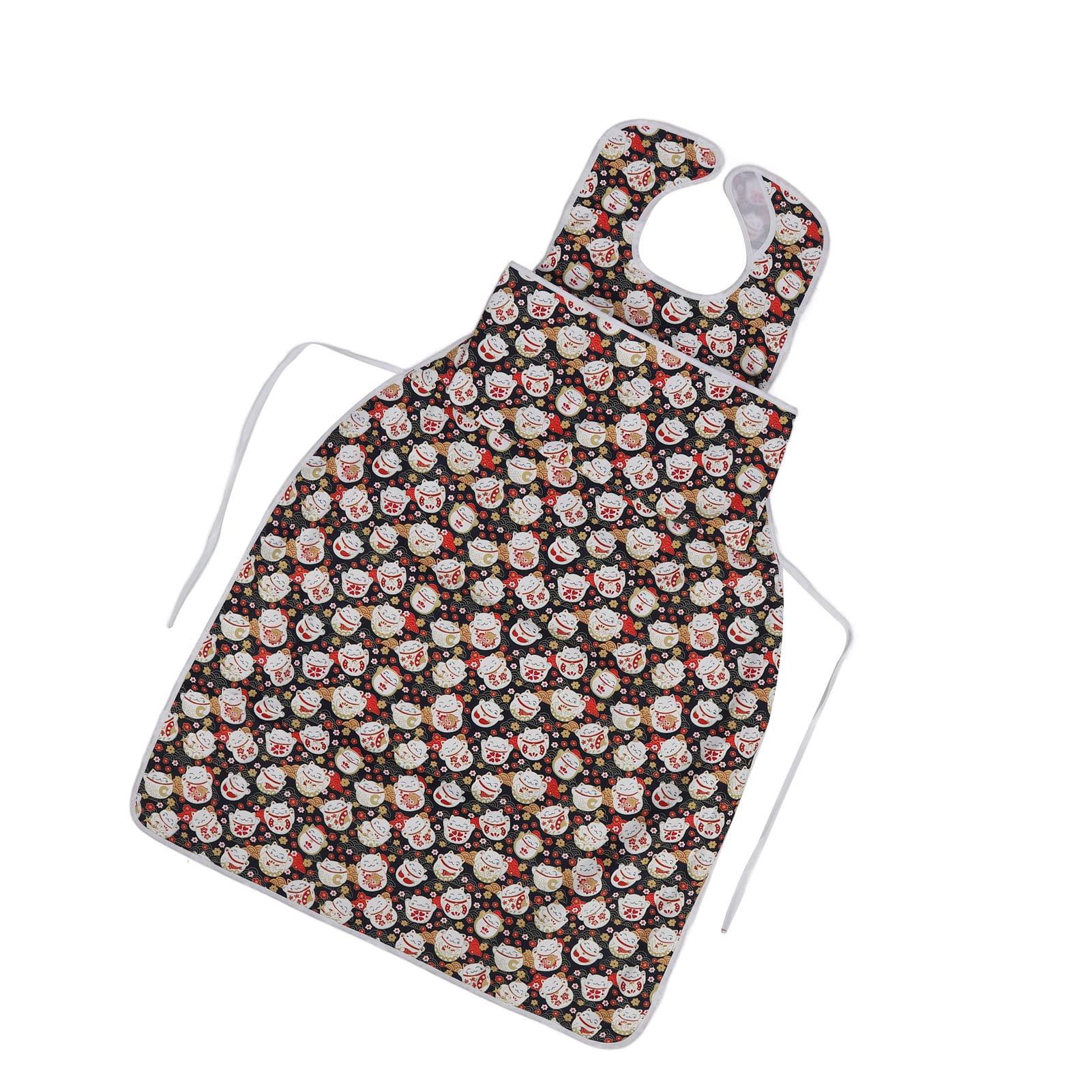 DNEI DNEI Adult Long Bib, 3D Large Calibre Food Clothing Protector Foldable for Elderly for Lunch (Cat Pattern)