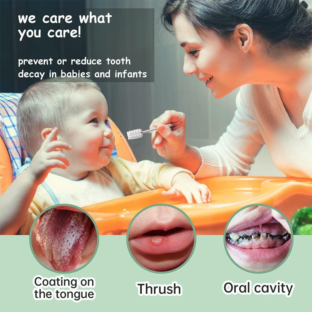 MUMOO BEAR Mumoo Bear Baby Tongue Cleaner, Baby Toothbrush, Toothbrush Infant Upgrade Gum Cleaner with Paper Handle for Babies Soft Gauze for 0-36 Month Baby [60-Pack]