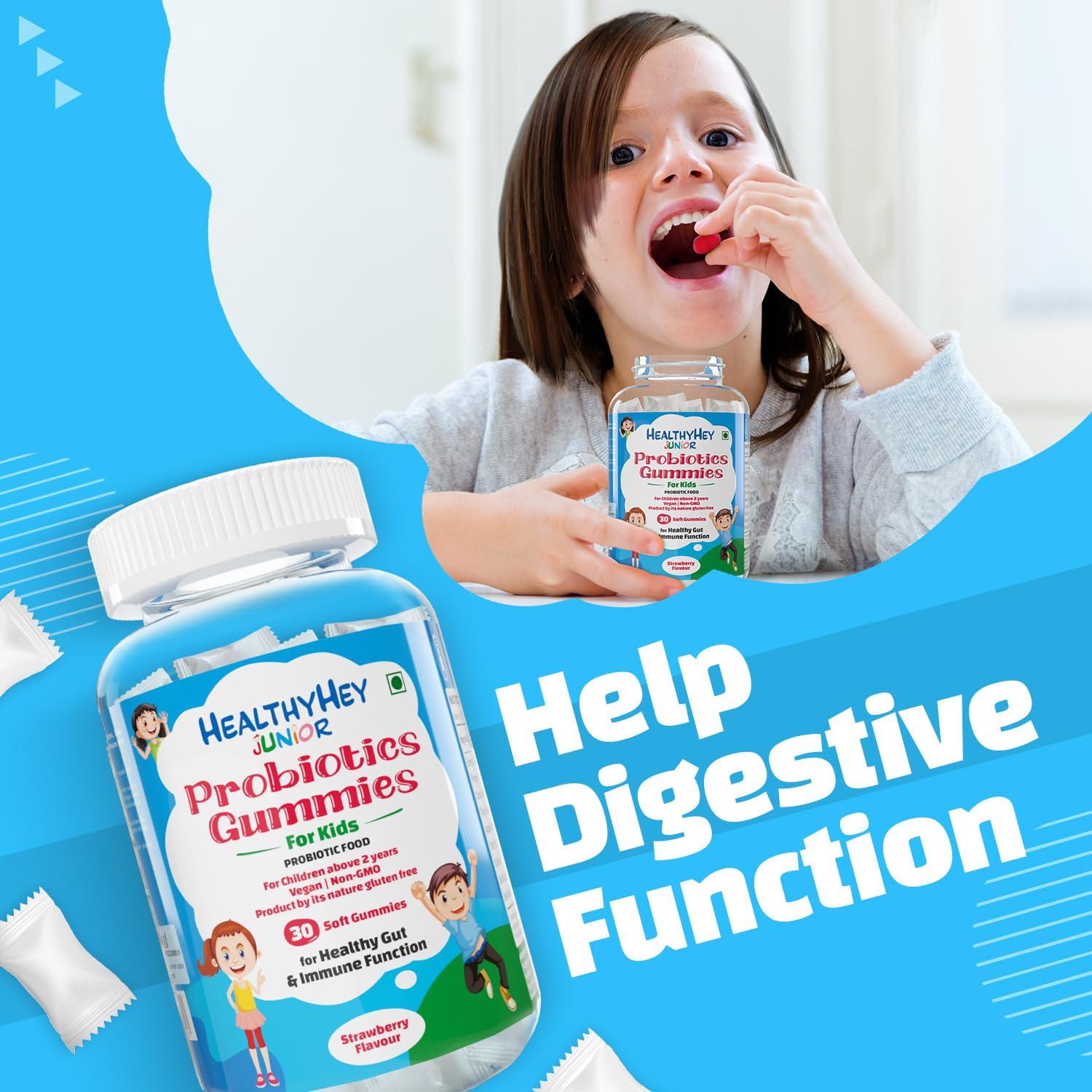 HealthyHey Nutrition HealthyHey Nutrition Junior Probiotics Gummies - For Kids - For Healthy Gut & Immune Function - Strawberry Flavour - 30 Soft Gummies