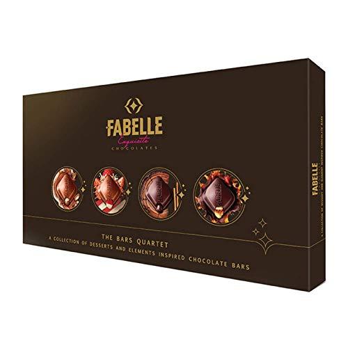Fabelle Fabelle – The Bars Quartet, Centre-Filled Luxury Chocolate Bars Inspired by Classic Desserts and The Elements of Nature - Assorted Luxury Chocolates Gift Box, 524g