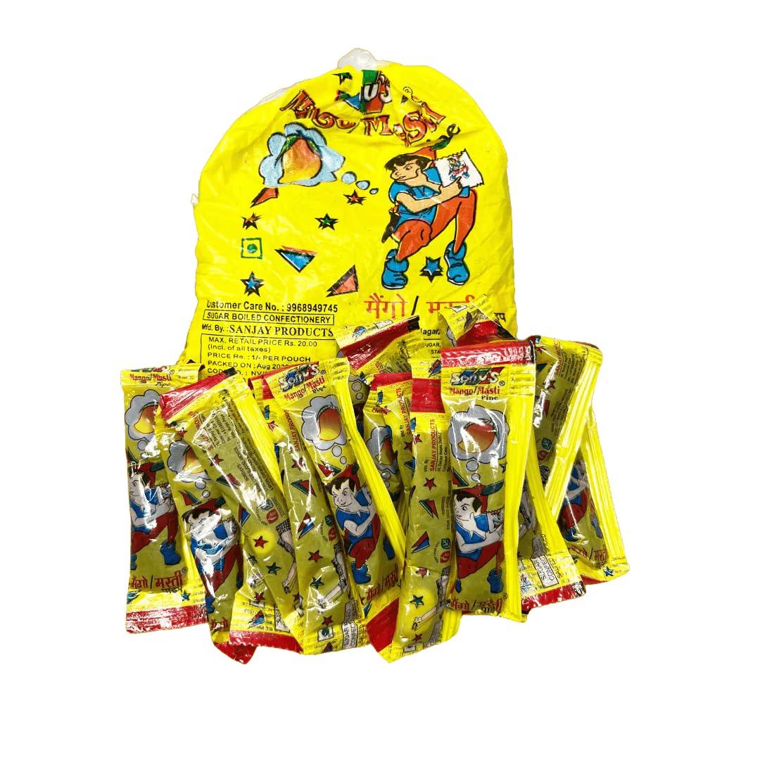 The Little Minis Mango Masti Goli Original (20 pcs per Pack) | Mango masti Pipe (20pc Per pack) | Combo pack | 90\'s Candies| Feel the Bachpan