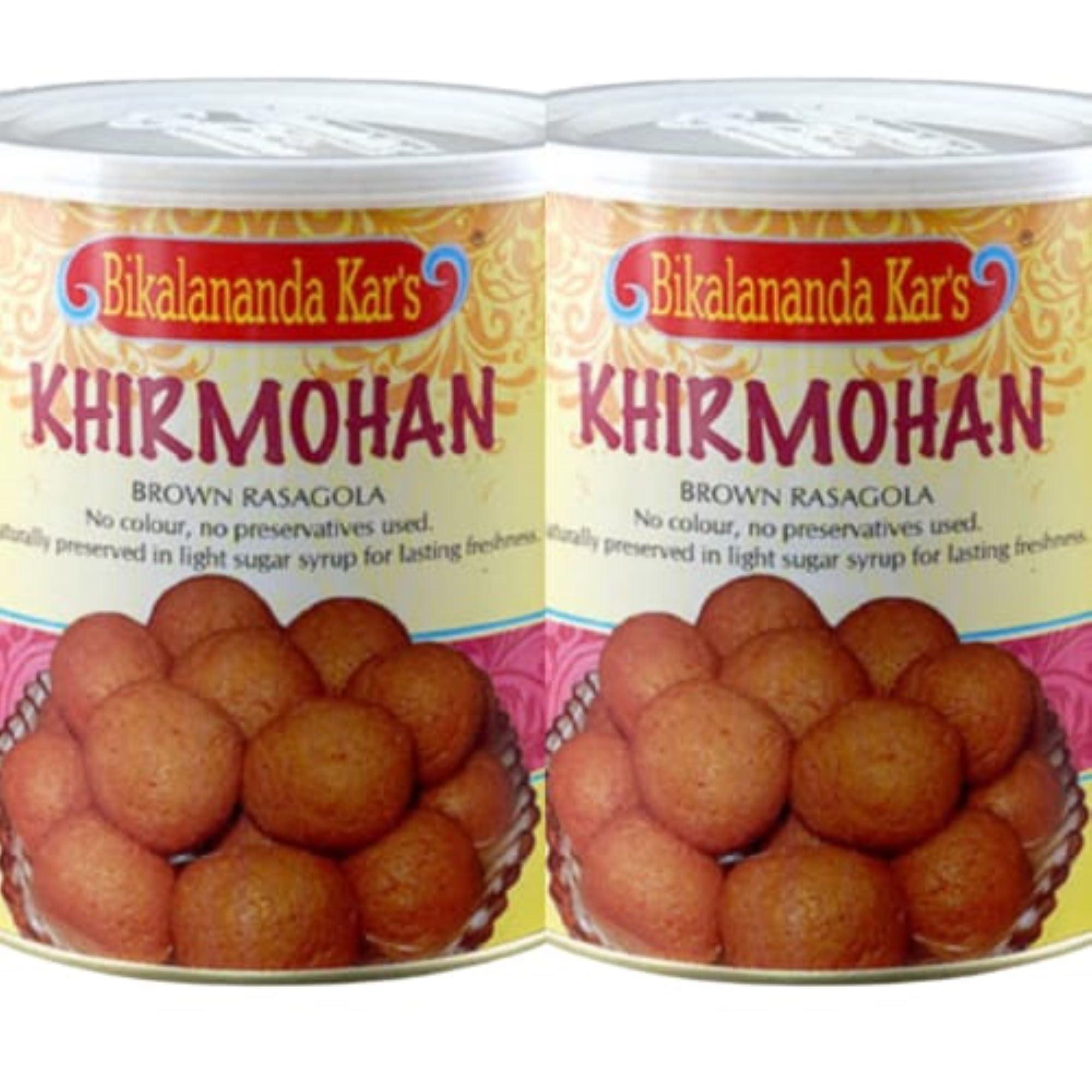 Bikalananda Kar\'s Bikalananda Kar\'s Oriya Sweets Khirmohan, Indian Mithai - Brown Rosogolla | Salepur Rasogollas, 1KG (Pack of 2)