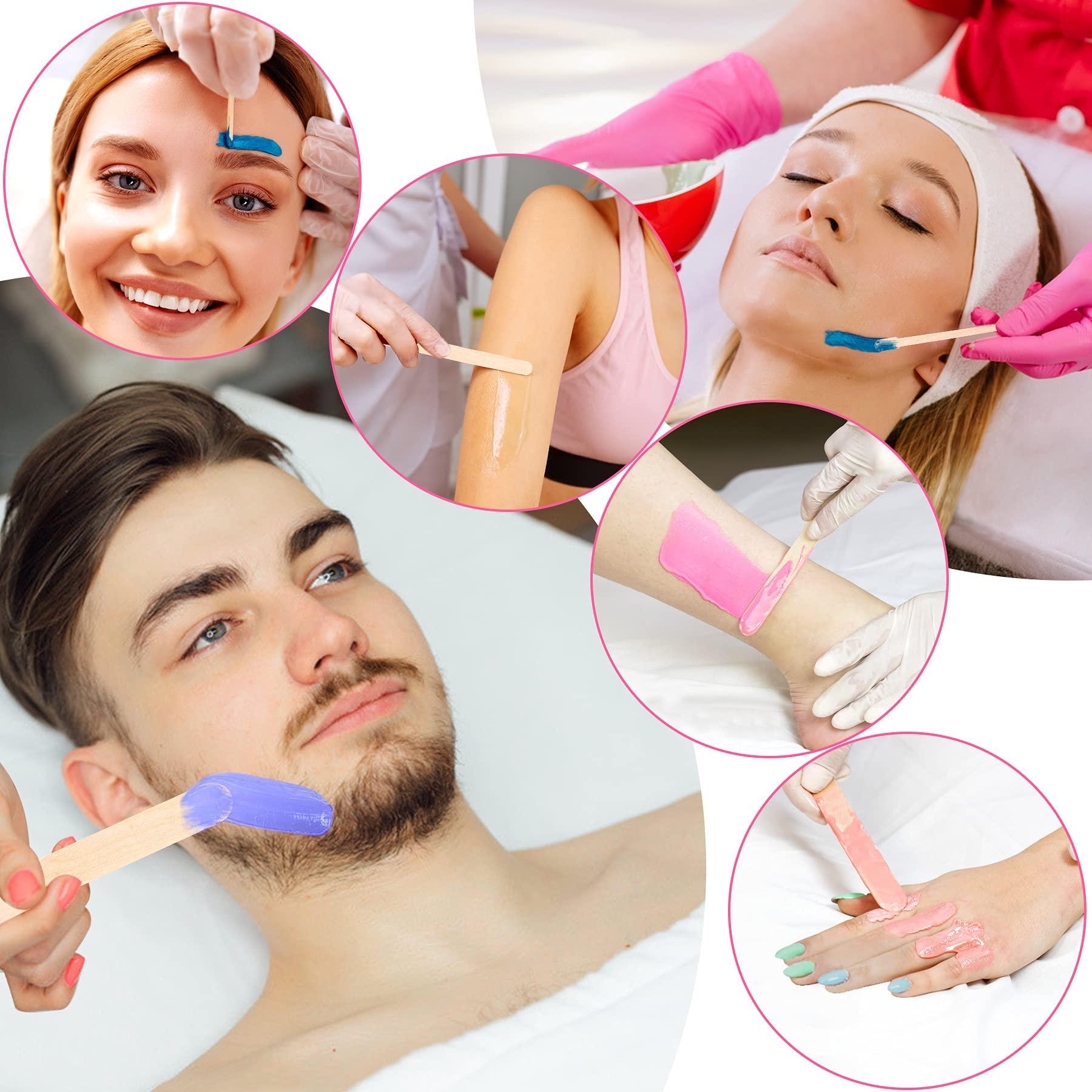 JANYUN 200 PCS Wooden Wax Sticks Waxing Applicator Spatulas Kit for Eyebrow Lip Face and Body Hair Removal(Combination Style)