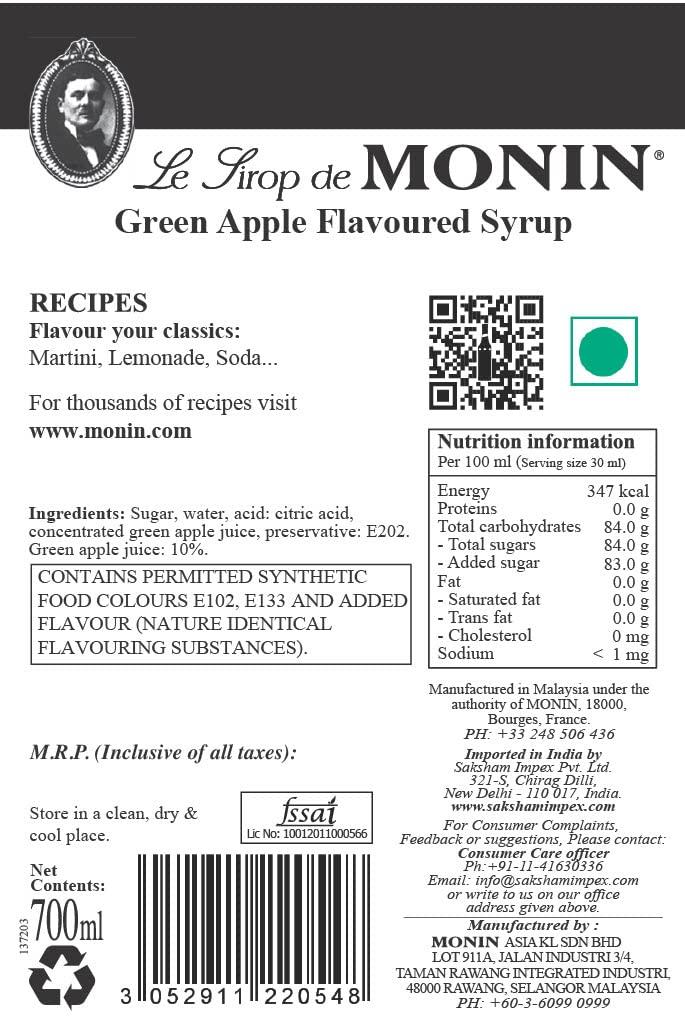 Monin Monin Syrup - Green Apple, 700ml Bottle