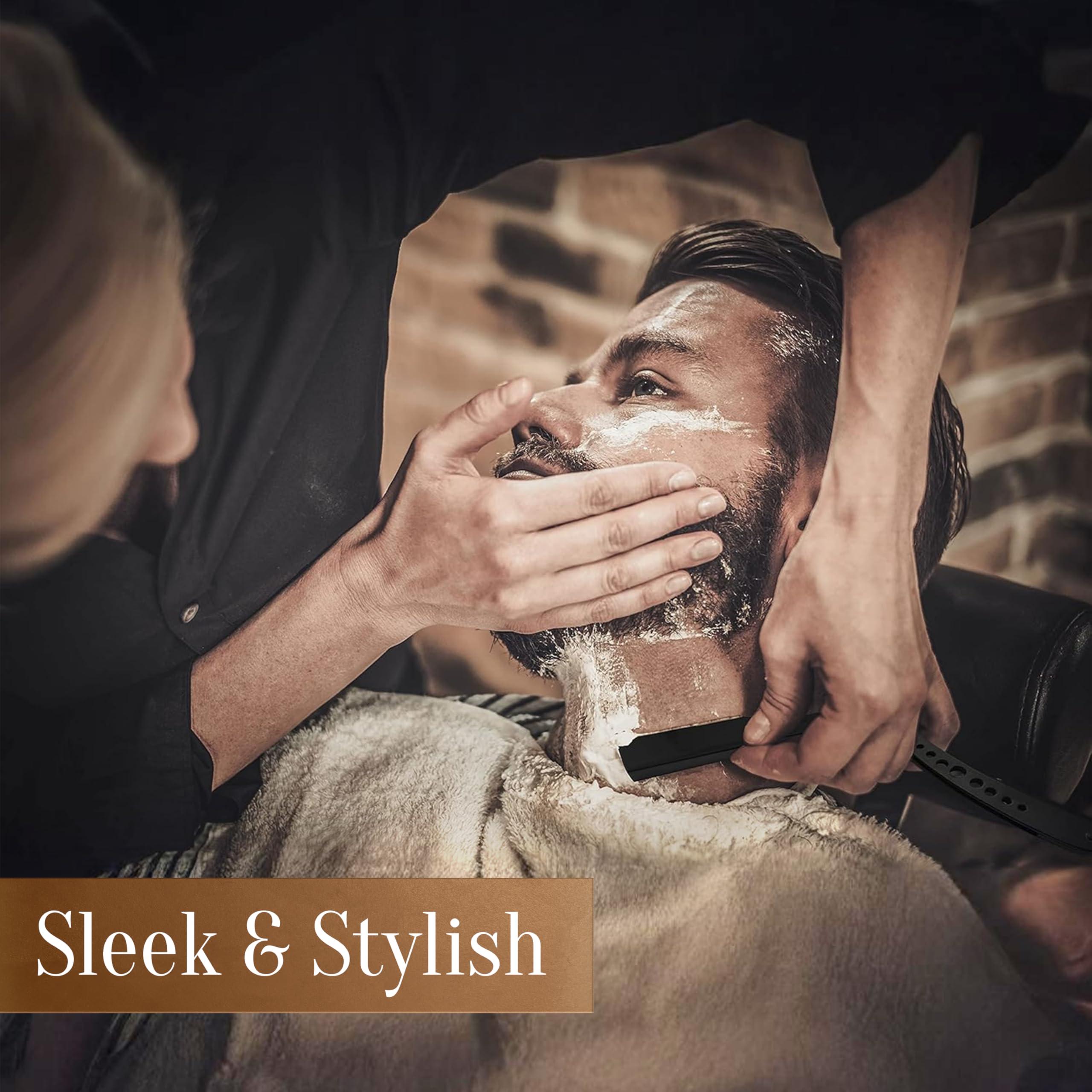 FACON Facón Professional Straight Edge Barber Razor/Rasoirs/Rasoi with Adjustable Tension Screw - Salon Grade Quality Cut Throat Shavette - Japanese Stainless Steel - Black & Gold Limited Edition Gift Box