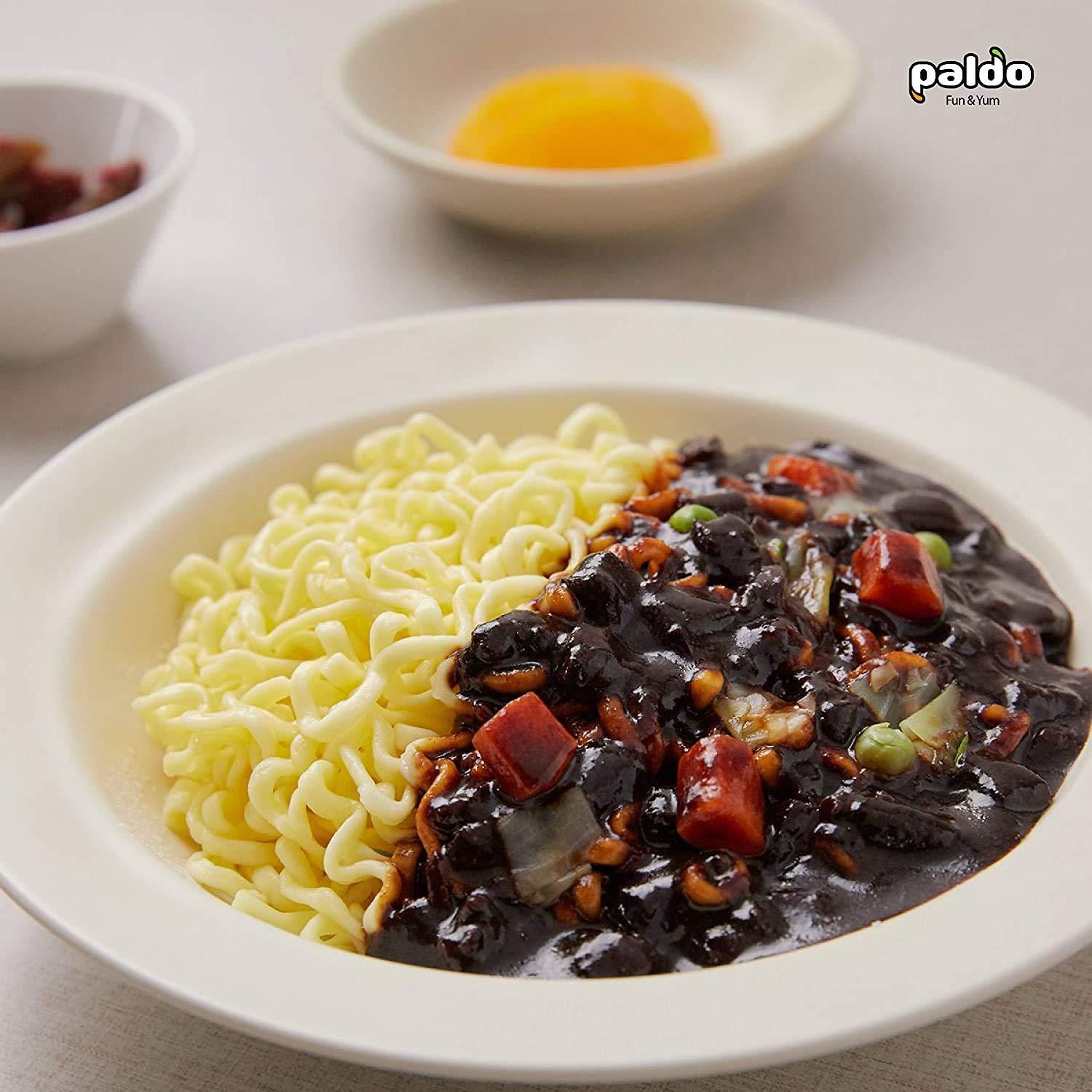 Paldo Paldo Fun & Yum Ilpoom Jjajangmen Noodles, Traditional Brothless Chajang Ramen with Savory & Sweet Black Bean Sauce, Oriental Style Korean Ramyun, Soupless, 4 x 200 grams, Pk of 4, Non Spicy Korea|