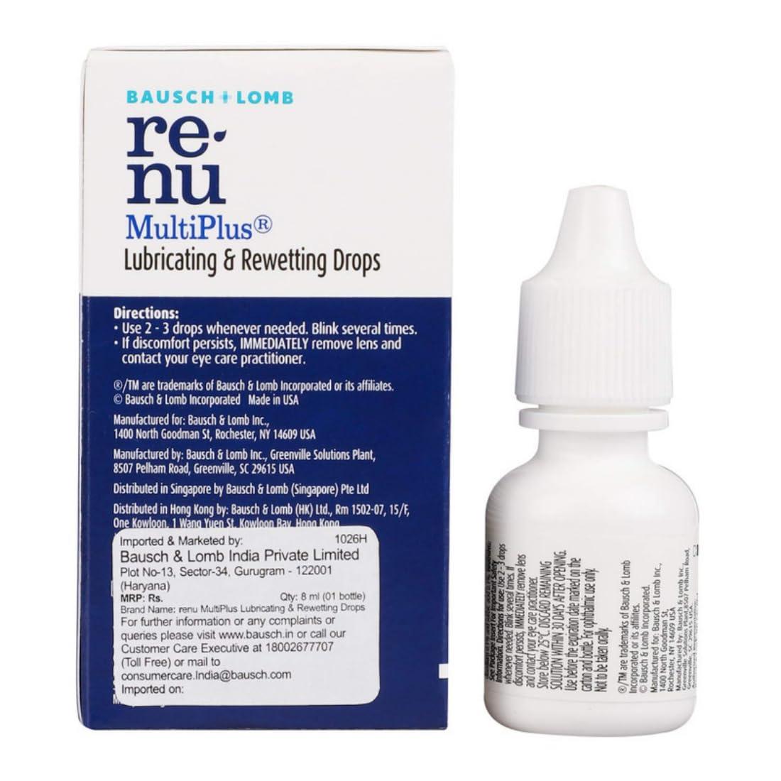 Bausch & Lomb Bausch & Lomb Renu Multiplus 8ml Lubricating & Rewetting Drops (Pack of 1)