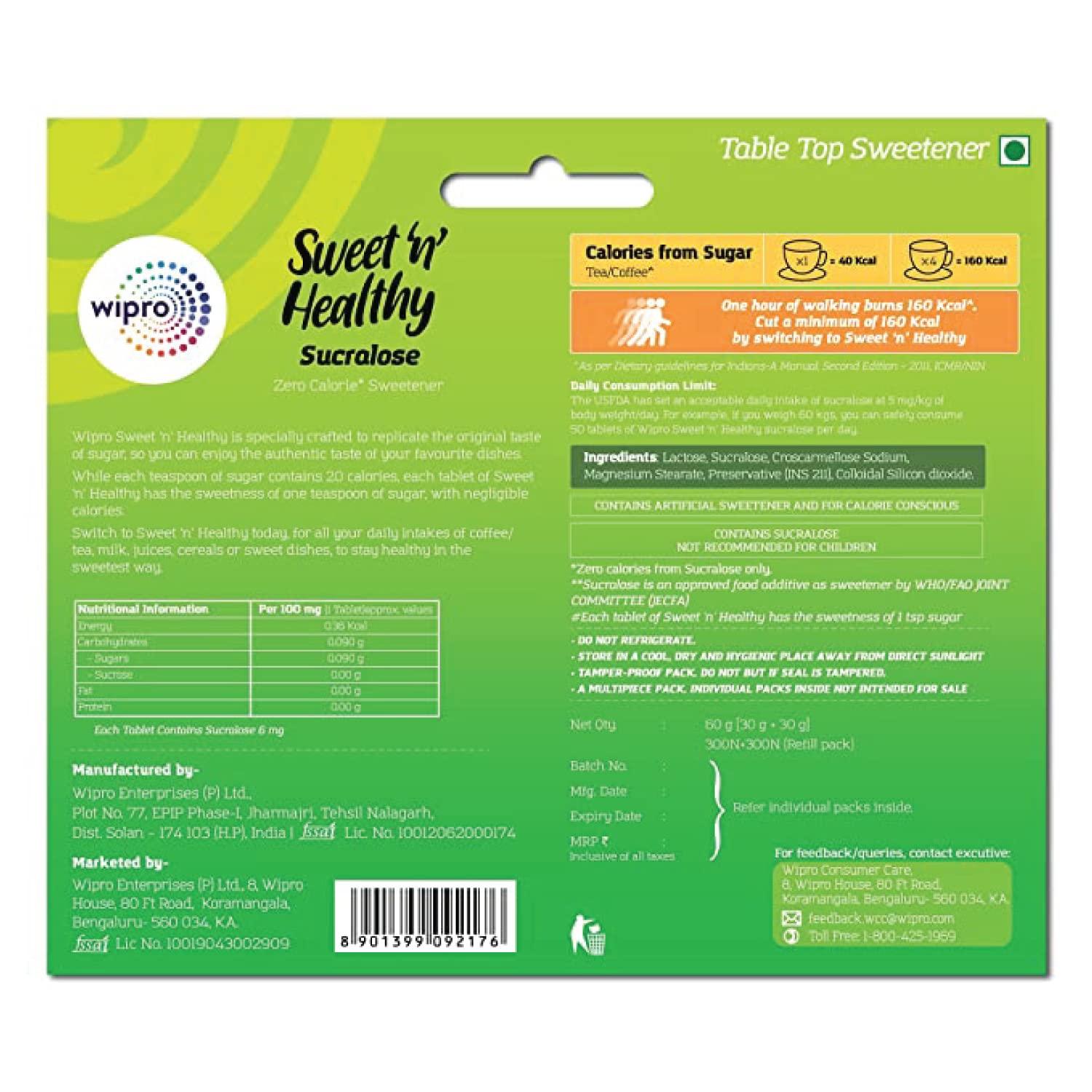 Sweet n Healthy Sweet n Healthy Zero Calorie Sweetener| 100% Safe & Guilt-Free Sucralose Tablets| Diabetic-Friendly No-Calorie Artificial Sugar Substitute For Daily Beverages & Sweet Dishes| 600 Tablets