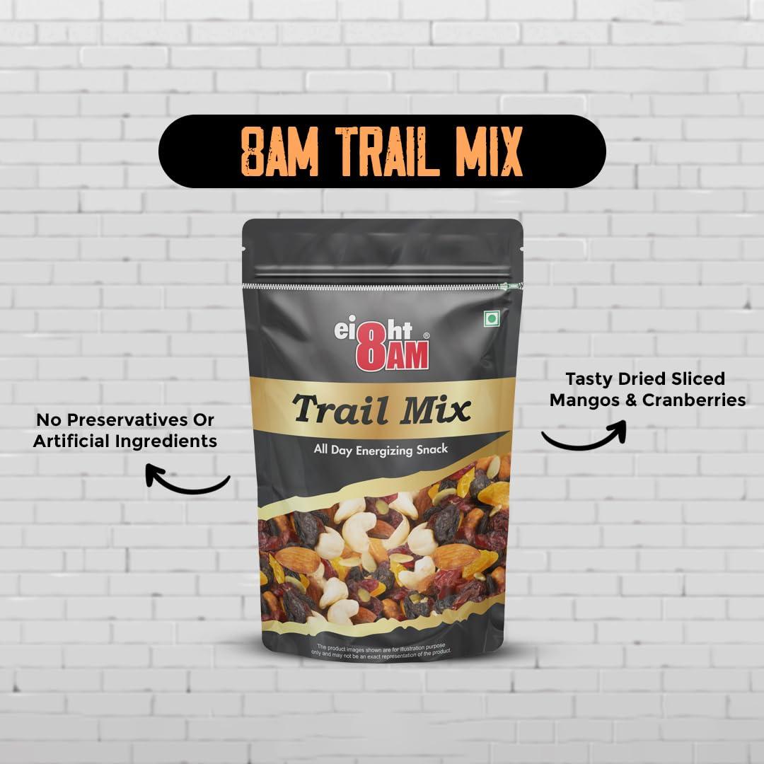 8AM 8AM Trail Mix Dry Fruits & Nuts, 200g(Pack of 2) | Made with Nutritious Ingredient Cranberries, Roasted Cashew, Almonds, Raisin, Pumpkin Seeds | Healthy and Tasty Snack, Rich in Zinc, Potassium, Iron